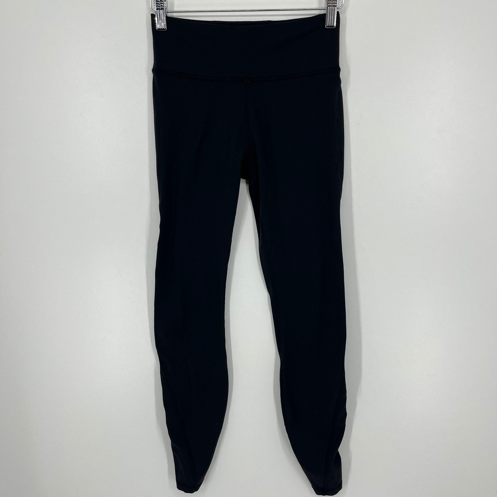 Lululemon Black High Rise Mesh Lattice Strappy Leggings Size 6 Activewear